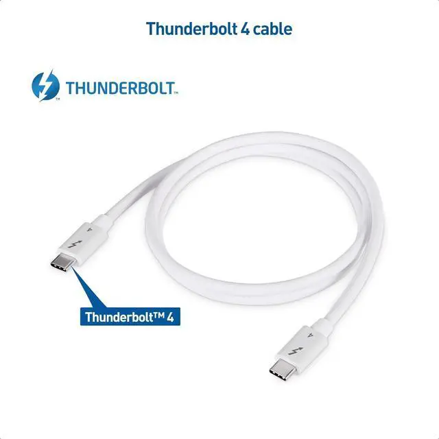 Alt view image 2 of 6 - Cable Matters [Intel Certified] 40Gbps Thunderbolt 4 Cable 2.6ft with 8K Video and 100W Charging in White - 0.8m, Compatible with USB4, Thunderbolt 3 Cable and USB-C