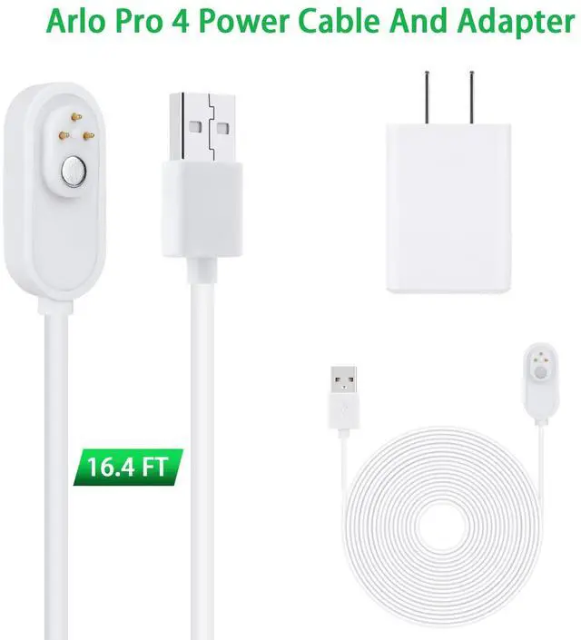 Alt view image 4 of 7 - ALERTCAM 2Pack 5m Power Cable for Arlo Pro/Ultra Cameras, Weatherproof Magnetic Charging Cable with Adapter - White