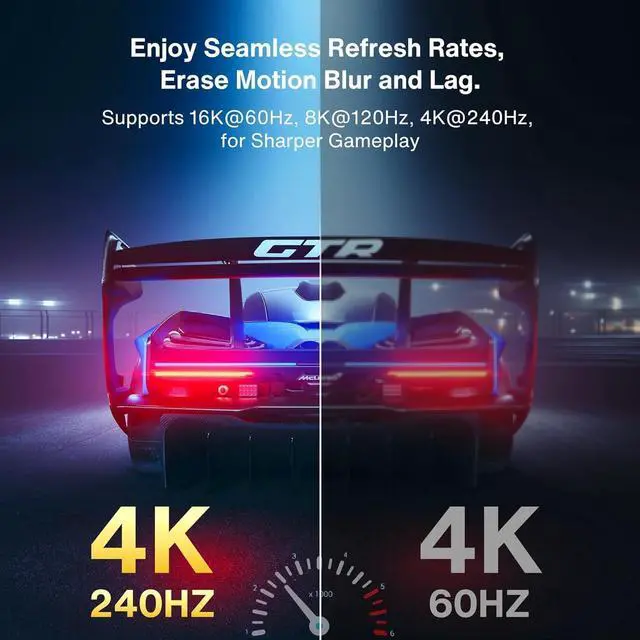 Alt view image 3 of 7 - 16K  Certified Displayport Cable 2.1 DP Cord [16K@60Hz 8K@120Hz 4K@240Hz] 80Gbps Display Port 2.1/2.0 Cable Support HDR10 HDCP DSC 1.2a Compatible Gaming Monitor TV Graphics(6.6ft)