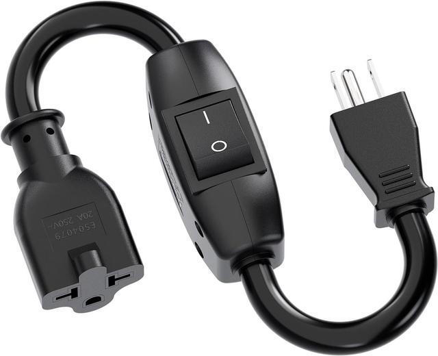 Alt view image 6 of 7 - Heavy Duty On/Off Switch Extension Cord 12-AWG 15A Household Plug Male to Female T Blade Adapter Cable with Heavy Duty Double Break 20A 125V Inline Switch, L=32CM