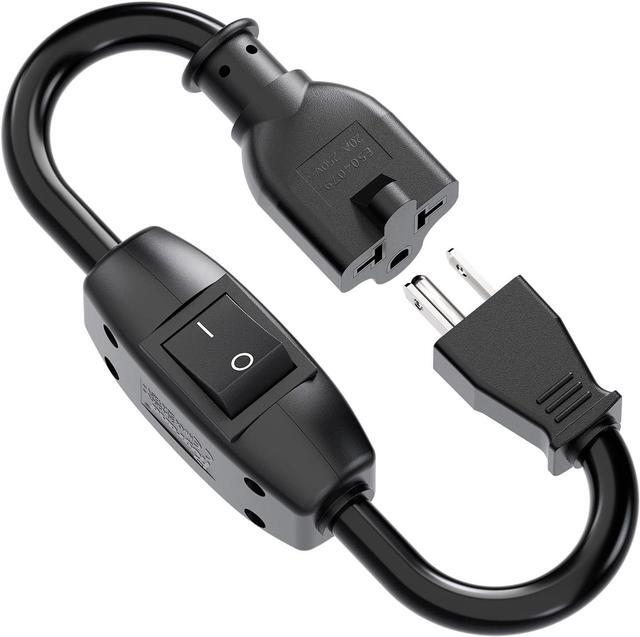 Alt view image 7 of 7 - Heavy Duty On/Off Switch Extension Cord 12-AWG 15A Household Plug Male to Female T Blade Adapter Cable with Heavy Duty Double Break 20A 125V Inline Switch, L=32CM