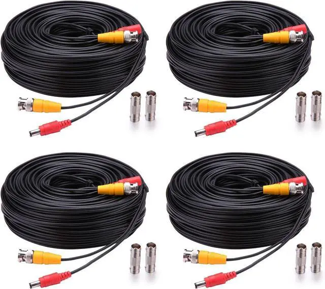 Main image of Bnc Cable 4x150ft All-in-One Siamese Video and Power Security Camera Cable,BNC Extension Wire Cord with 2 Female Connectors for All Max 5MP HD CCTV DVR Surveillance System (4x150ft,Black)