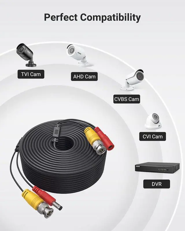Alt view image 4 of 7 - ANNKE (4) 150 Feet Video Power Cable for Security Camera System, All-in-One BNC Extension Surveillance Camera Cable for CCTV Security DVR System Installation, Free 4 x BNC Connectors Included