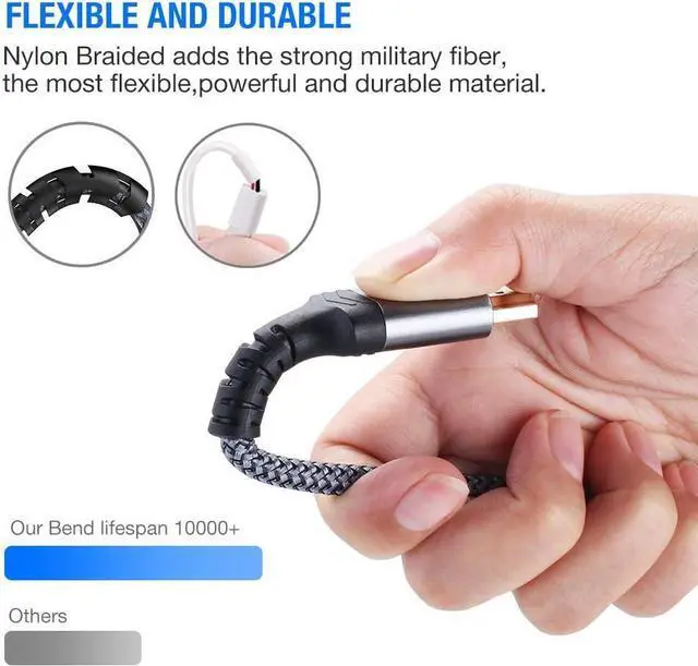 Alt view image 3 of 7 - Highwings 4K HDMI Cable 20FT, 4K HDR High Speed 18Gbps Braided Nylon HDMI to HDMI Cord, HDCP 2.2,ARC,Video 4K UHD 2160p,HD 1080p,3D-for Laptop,Game Monitor,PS3,PS4,Blu-ray,Netflix Projector ect