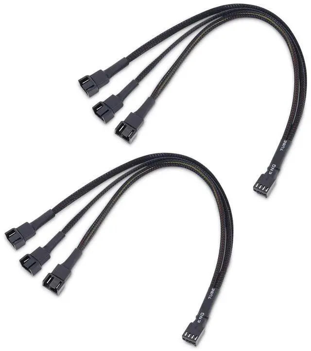 Main image of Cable Matters 2-Pack 3 Way 4 Pin PWM Fan Splitter Cable 12 Inches, PC Fan Splitter 1 to 3 Converter, PC Fan Extension Cable