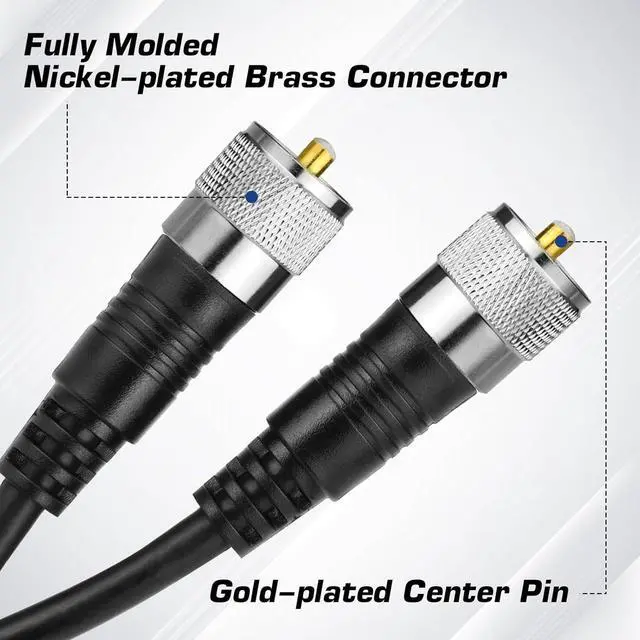 Alt view image 2 of 6 - CB Antenna Cable, RG8x Coax Jumper, 6ft UHF Male to Male Low Loss CB Coaxial Cables, 50 Ohm for HAM Radio Antenna