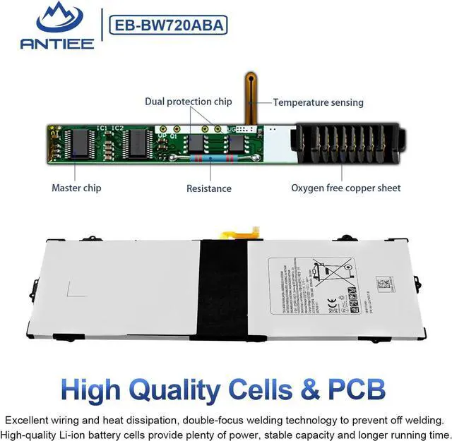 Alt view image 3 of 7 - EB-BW720ABA EB-BW720ABE Battery for Samsung ChromeBook Plus V2 XE520QAB XE521QAB, Chromebook 4 4+ XE310XBA XE350XBA, Galaxy Book 12 SM-W720 SM-W723 W728 W723Q W727V W720N BA43-00390A GH43-04691A