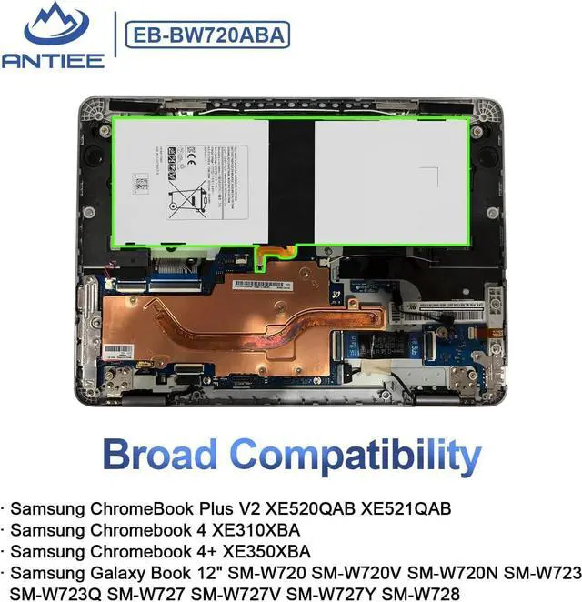 Alt view image 6 of 7 - EB-BW720ABA EB-BW720ABE Battery for Samsung ChromeBook Plus V2 XE520QAB XE521QAB, Chromebook 4 4+ XE310XBA XE350XBA, Galaxy Book 12 SM-W720 SM-W723 W728 W723Q W727V W720N BA43-00390A GH43-04691A