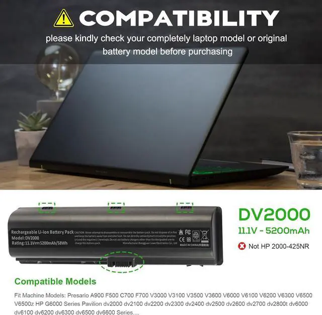 Alt view image 6 of 7 - Fancy Buying Laptop Battery for HP Pavilion DV2000 DV2100 dv2200 dv2400 dv6000 dv6100 dv6300 dv6500 dv6700 Compaq Presario C700 Battery