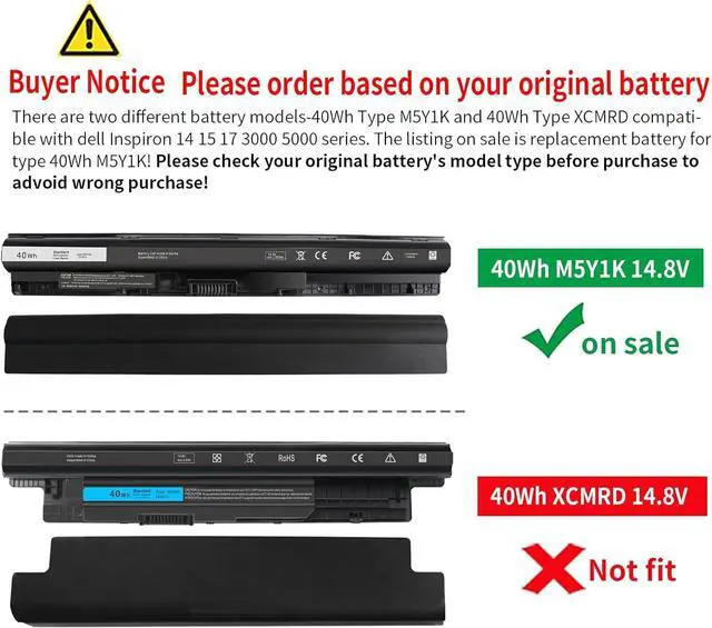 Alt view image 6 of 7 - 40Wh Type M5Y1K 14.8V Battery for Dell Inspiron 15 5000 3000 Series 5566 5555 5558 5559 5758 3567 3551 3552 3558 14 3451 3452 3458 5458 17 5755 5758 5759 GXVJ3 HD4J0 WKRJ2 VN3N0 P51F P47F P63F P64G