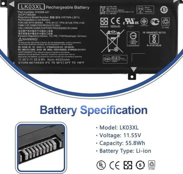 Alt view image 2 of 7 - LK03XL L09281-855 916814-855 Battery for HP Envy X360 15m-cn0xxx cn1xxx cn0011dx cn0012dx bp0xx bp1xx bq0xx bq1xx bq021dx cp0xxx cp0011dx 17m-ae0xx ae1xx ae111dx bw0xxx bw0013dx ce0xxx ce1xxx ce1013dx