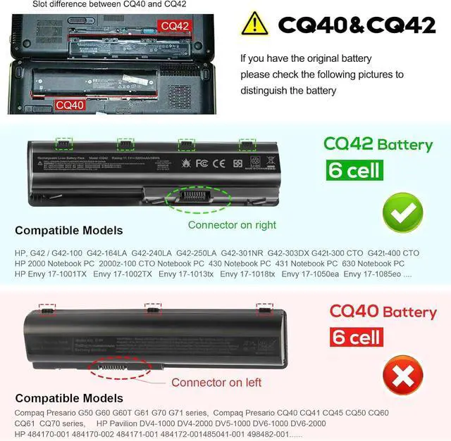 Alt view image 2 of 7 - Spare 593553-001 593554-001 MU06 MU09 Laptop Battery for HP Pavilion DM4 G4 G6 G7 DV3-4000 DV5-2000 DV6-3000 DV7-6000 Compaq Presario CQ32 CQ42 CQ43 435 436 HSTNN-Q62C HSTNN-CBOW HSTNN-IB0N