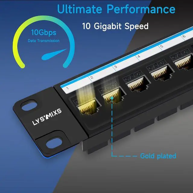 Alt view image 2 of 6 - 24 Port RJ45 Patch Panel Cat6 Feed Through, Coupler Network Panel 19 Inch, Inline Keystone Ethernet Patch Panel with Back Bar