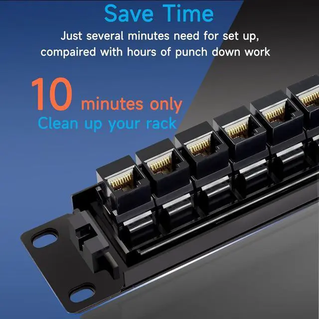 Alt view image 4 of 6 - 24 Port RJ45 Patch Panel Cat6 Feed Through, Coupler Network Panel 19 Inch, Inline Keystone Ethernet Patch Panel with Back Bar