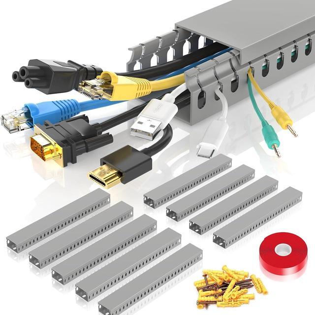 Main image of Alritz Cable Raceway Kit, 138 inch(9 x 15.4) Open Slot Wiring Raceway Duct with Cover Cable Management System to Hide Under Desk/TV/Computer/Power Cords - 15.4 X 1.6 X 0.8 Inch(LWH)
