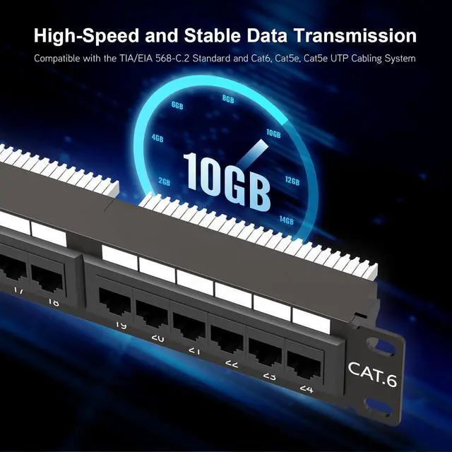 Alt view image 3 of 6 - iwillink 24-Port Cat6 Patch Panel, 10Gbps RJ45 Keystone Network Panel for Rackmount or Wall Mount, Ideal for Gigabit Ethernet Connections