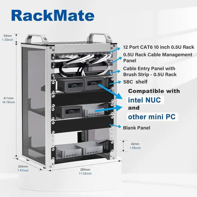 Alt view image 4 of 7 - GeeekPi 8U Server Cabinet, 10 inch Server Rack for Network, Servers, Audio, and Video Equipment, DeskPi RackMate T1 Rackmount