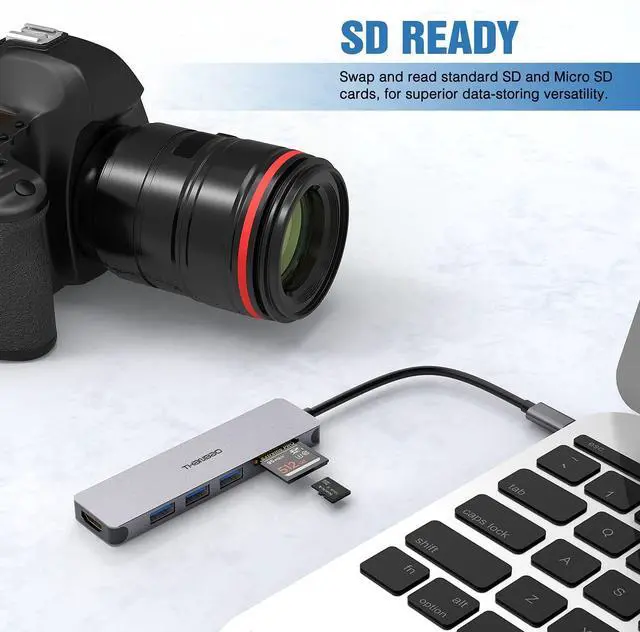 Alt view image 7 of 7 - USB C Hub Multiport Adapter - 7 in 1 Portable Space Aluminum Dongle with 4K HDMI Output, 3 USB 3.0 Ports, SD/TF Card Reader Compatible for MacBook Pro, XPS More Type C Devices