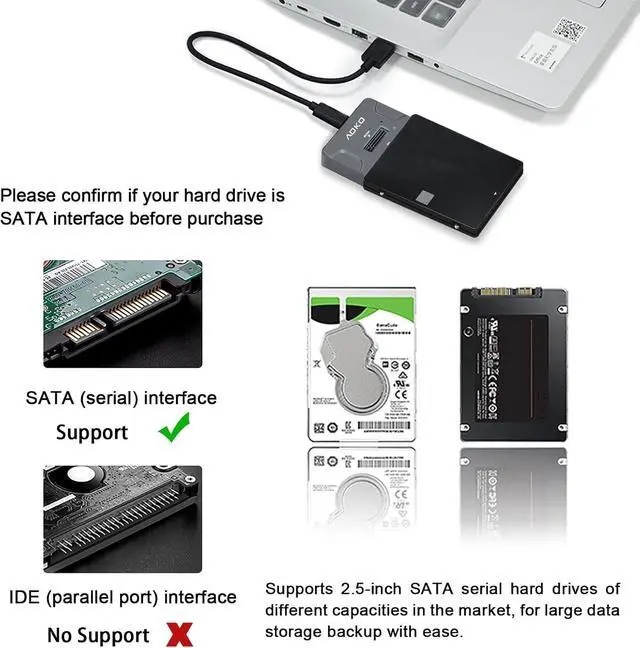 Alt view image 7 of 7 - AOKO M.2 NVMe SSD Reader Adapter, External Hard Drive Reader 10Gbps M.2 SSD to USB Adapter /NVMe Docking Station ,Compatible with M.2 NVMe/SATA SSD & 2.5" SATA SSD