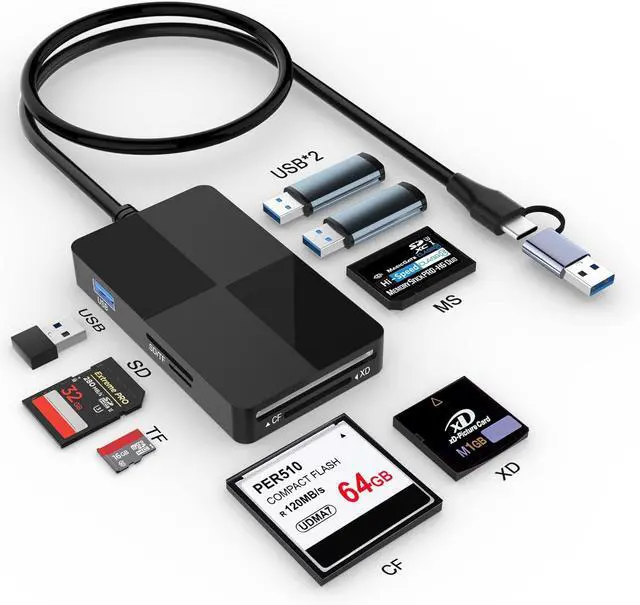 Main image of USB C USB 3.0 Multi Card Reader with USB Hub,8 in 2 XD/SD/TF/CF/MS CardSony Memory Stick Pro Duo Adapter,XD Card Reader 5Gps High Speed Read 8 Ports Simultaneously for Windows Mac OS Linux Android
