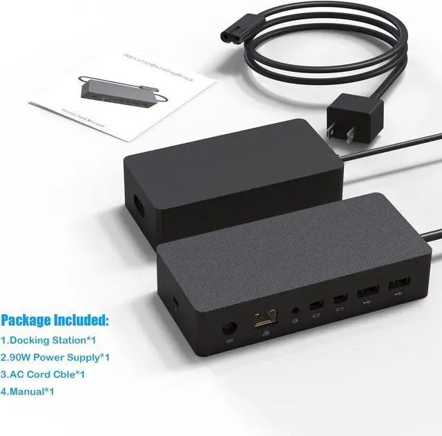 Alt view image 7 of 7 - Surface Pro Docking Station,90W Power Supply,4k HD,USB 3.0 x 4, Gigabit Ethernet, Mini DP x 2, 3.5mm Audio,Compatible with Surface Pro 7/X/6/4/3/2017, Laptop 5/4/3/2, Laptop go,Book 2/1,Surface Go 2/1