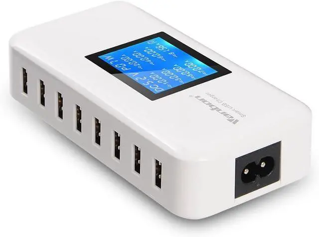 Main image of 60W 8-Port USB Wall Charger, Multi Port USB Charger Charging Station W/LCD Compatible with Smart Phone, Tablet and Multiple Devices