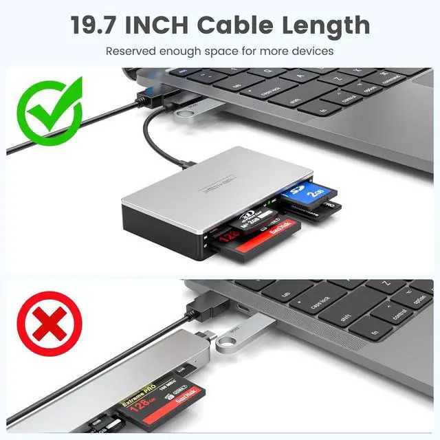 Alt view image 5 of 7 - SmartMedia Card Reader Writer All-in-1 USB Universal Multi Card Adapter Slim Hub Read Smart Media, xD, SD, SDHC, SDXC, UHS-I, MMC, MS Pro Duo, CF, MD, Camera Flash Memory Cards For Windows, Mac, Linux