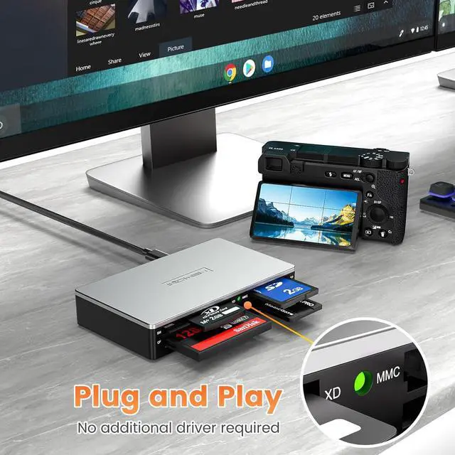 Alt view image 4 of 7 - SmartMedia Card Reader Writer All-in-1 USB Universal Multi Card Adapter Slim Hub Read Smart Media, xD, SD, SDHC, SDXC, UHS-I, MMC, MS Pro Duo, CF, MD, Camera Flash Memory Cards For Windows, Mac, Linux