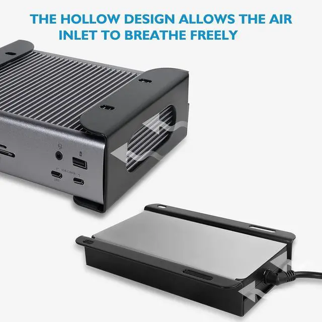 Alt view image 6 of 7 - Under Desk Holder for Thunderbolt 4 Dock/Thunderbolt 3 Dock and Power Cable, Under Desk Iron Storage Rack for TS4 / TS3 Plus, No Drill, Easy Install with All Hardware Included