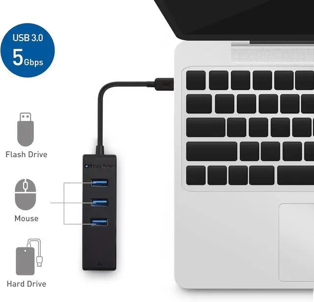 Alt view image 4 of 7 - Cable Matters 4-in-1 USB C Hub Ethernet, Support Gigabit Network, USB C Ethernet Hub, Thunderbolt LAN Adapter with 10/100/1000Mbps Network, Black