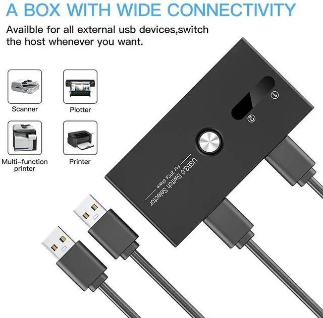 Alt view image 6 of 7 - USB Switch, USB 3.0 Switcher 2 Computers Share 4 USB for PC Mouse Keyboard Printer Scanner, USB KVM Switch Selector Compatible with Windows, Mac, Linux