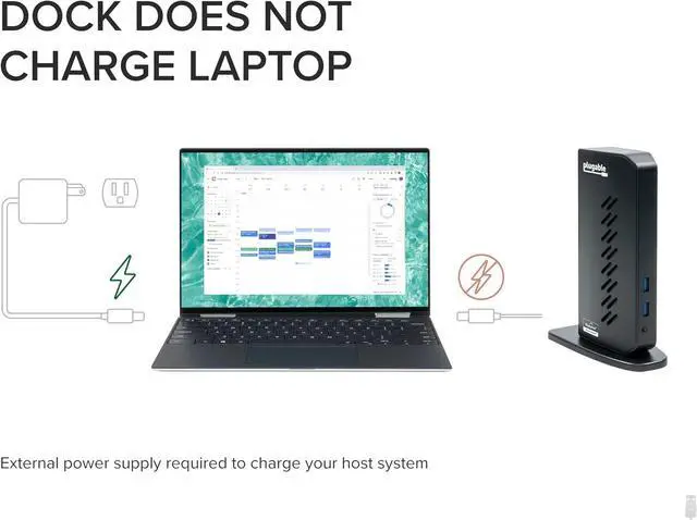 Alt view image 5 of 7 - Plugable USB 3.0 and USB-C Universal Laptop Docking Station with 2 HDMI Ports for Windows, Mac, and ChromeOS (Gigabit Ethernet, Audio)