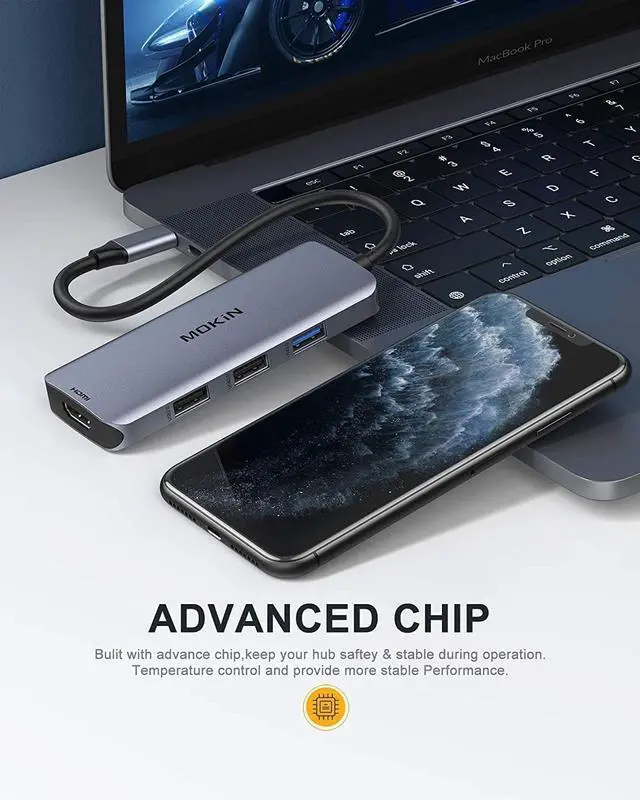Alt view image 7 of 7 - Docking Station USB C to Dual HDMI Adapter, MOKiN USB C Hub Dual HDMI Monitors for Windows,USB C Adapter with Dual HDMI,3 USB Port,PD Compatible for Dell XPS 13/15, Lenovo Yoga,etc