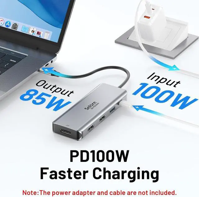 Alt view image 5 of 7 - USB C Docking Station Dual Monitor, 9 in 1 Triple Display Docking Station to Dual HDMI Adapter Displayport SD TF Card Reader 2USB 2.0, 1 USB 3.0, 100W PD for USB C Thunderbolt 3/4 Laptops