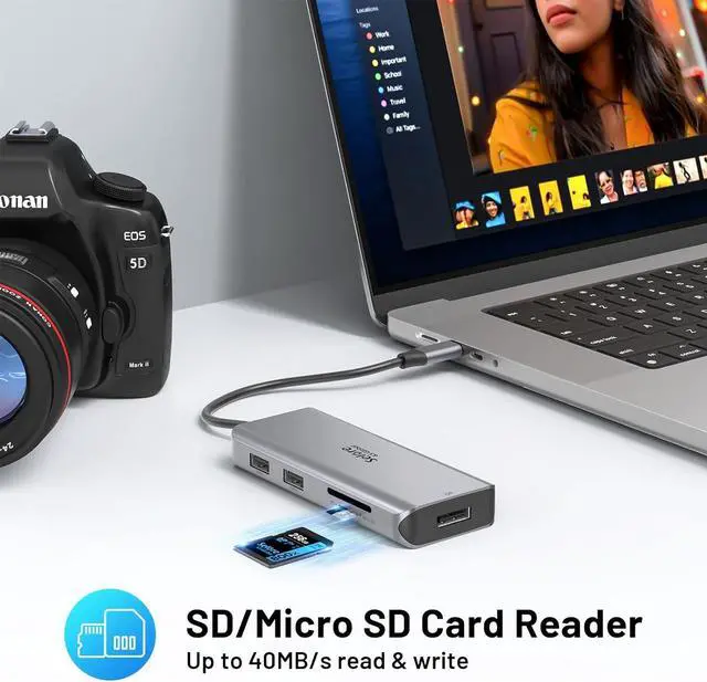 Alt view image 7 of 7 - USB C Docking Station Dual Monitor, 9 in 1 Triple Display Docking Station to Dual HDMI Adapter Displayport SD TF Card Reader 2USB 2.0, 1 USB 3.0, 100W PD for USB C Thunderbolt 3/4 Laptops