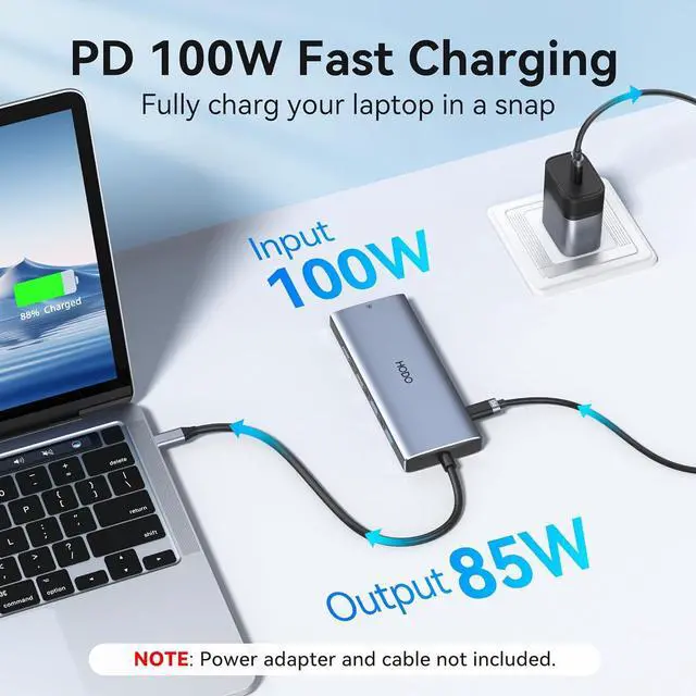 Alt view image 4 of 7 - USB C Hub Multiport Adapter, 10-in-1 Laptop USB C Docking Station for Dell/HP Laptop, Dock to 4K HDMI,Ethernet,100W PD,3USB 3.0, 2USB 2.0, SD/TF, USB Type C Dongle for MacBook, Surface, Lenovo
