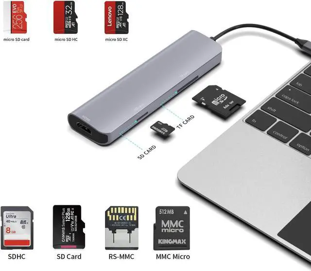 Alt view image 5 of 5 - USB C Hub Multiport Adapter, 9 in 1 Docking Station Laptop with HDMI, Ethernet, 100W PD, 3 USB 3.0 Ports, USB-C Data Port, SD/TF Card Reader, Compatible with MacBook Pro/Air/Dell XPS/Lenovo