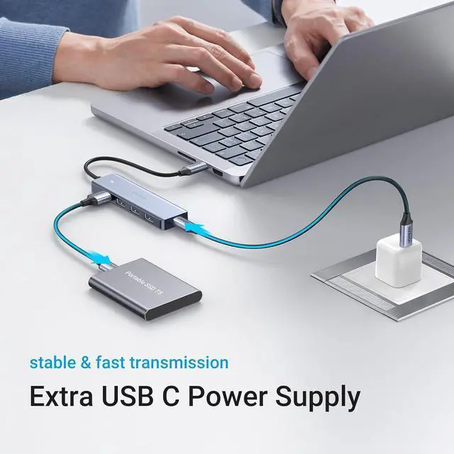 Alt view image 4 of 7 - UGREEN 4 Ports, USB C to USB Hub with 4 USB 3.0, USB C Splitter for Laptop, Mac Pro, iMac, iPad Pro, Chromebook, Pixelbook, Dell XPS, Samsung, Samsung Galaxy S23, and More Type C Devices