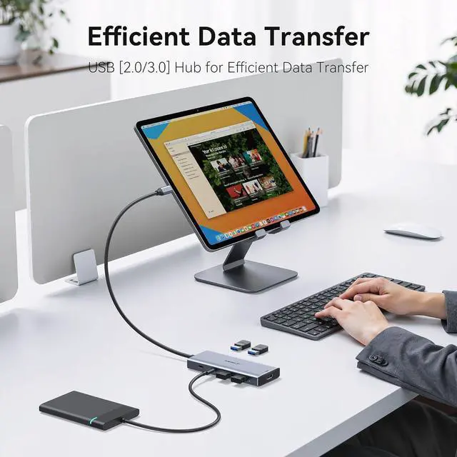 Alt view image 4 of 7 - USB C Hub Multiport Adapter for MacBook Pro/Air, 9 in 1 USB C Dongle Dock Mac HDMI Adapter Compatible for iPad Pro,iMac,Dell XPS,Thinkpad(4K@60Hz HDMI,SD/TF Card Reader,100W PD, 5 USB Ports)