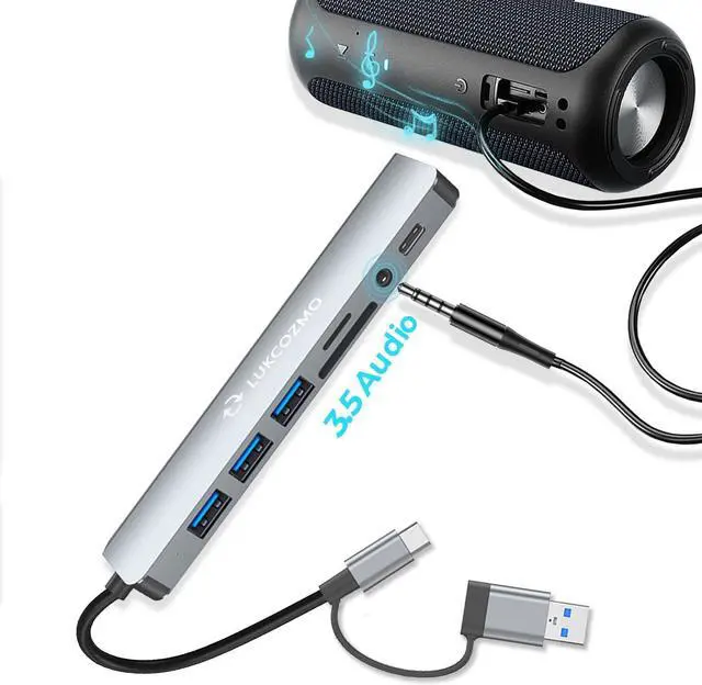 Alt view image 5 of 6 - Updated USB Hub USB C Hub USB Splitter Port Extender 7 in 1 USB 3.0 Hub USB Adapter&USB C Splitter 4 USB 1 USBC TF/SD Card Reader Audio Output Compatible with MacBook/Pad Pro/Dell/HP Laptop/Phones