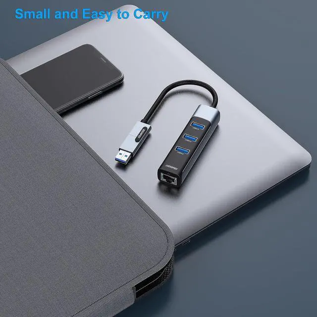 Alt view image 5 of 6 - BENFEI 2in1 USB-C/USB 3.0 to Ethernet Adapter with 3*USB 3.0 Ports Compatible for iPhone 15 Series, MacBook Pro/Air 2023/2022/2021/2020/2019 and More