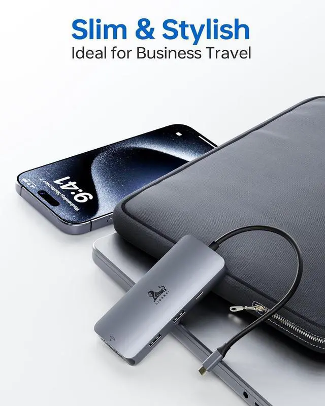 Alt view image 7 of 7 - USB C Docking Station Dual HDMI Adapter, LIONWEI Laptop Docking Station Dual Monitor with Dual 4K HDMI, VGA, Fast Charging Port, 3 USB, USB C Hub Multiport Adapter for Dell, Lenovo, HP, Surface