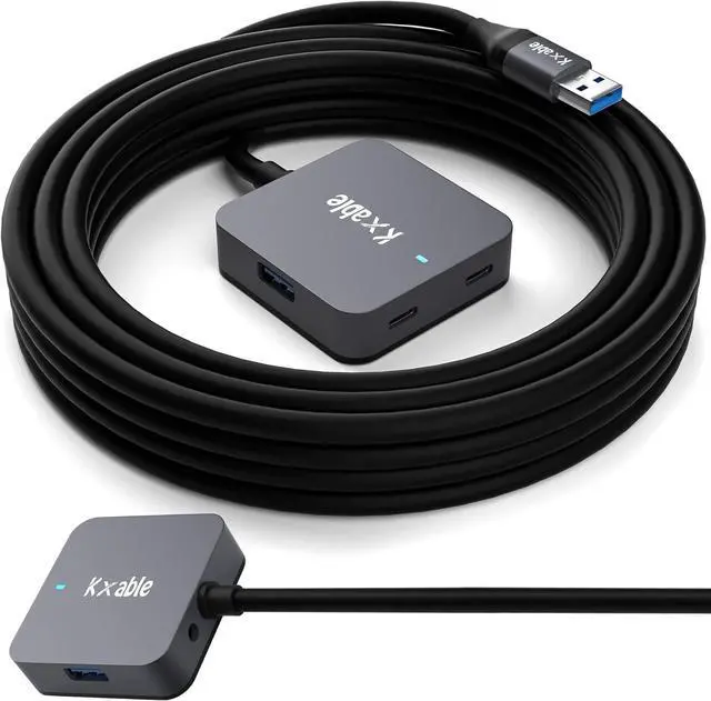 Main image of Upgrade USB Extension Cable 15FT with 4-Port (2 A + 2 C), Long USB 3.0 Type-A Extender Cord, Y Splitter Hub, Type-A Male to A-Female + C-Female Extender Cord