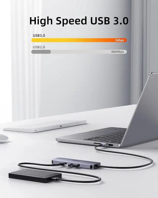 Alt view image 7 of 7 - USB C Hub Docking Station Dual Monitor, USB C to 2 HDMI 4K 60Hz with Ethernet, 100W Charing and USB3.0, USB-C Hub Compatible for HP MacBook Pro Air, 2 HDMI Adapter Type C Laptop Docking Station