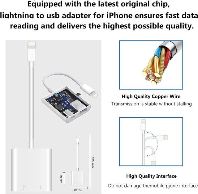 Alt view image 4 of 7 - Lightning to USB Camera Adapter for iPhone with Lightning Charging Port USB 3.0 Female OTG Cable for iPad to Connect Card Reader Flash Drive U Disk Keyboard Mouse Hubs Midi