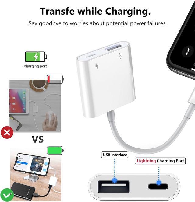 Alt view image 5 of 7 - Lightning to USB Camera Adapter for iPhone with Lightning Charging Port USB 3.0 Female OTG Cable for iPad to Connect Card Reader Flash Drive U Disk Keyboard Mouse Hubs Midi