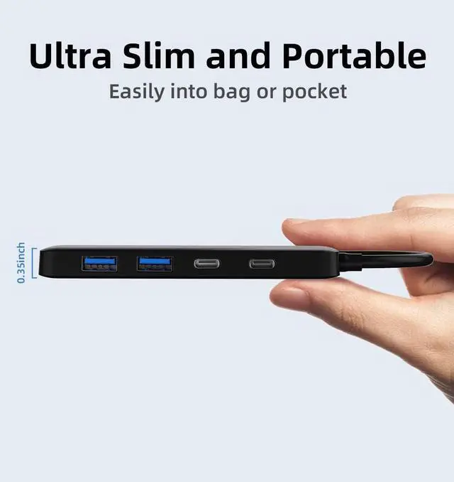 Alt view image 6 of 7 - Dual USB C USB A 3.0 Hub: USB Hub 4 Ports with 2* USB-C 3.0 and 2* USB-A 3.0, Ultra Slim Portable USB Splitter Adapter for Laptop, PS4, Flash Drive, HDD, Xbox, Printer, Mouse, Keyboard, Computer
