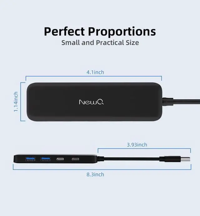 Alt view image 7 of 7 - Dual USB C USB A 3.0 Hub: USB Hub 4 Ports with 2* USB-C 3.0 and 2* USB-A 3.0, Ultra Slim Portable USB Splitter Adapter for Laptop, PS4, Flash Drive, HDD, Xbox, Printer, Mouse, Keyboard, Computer