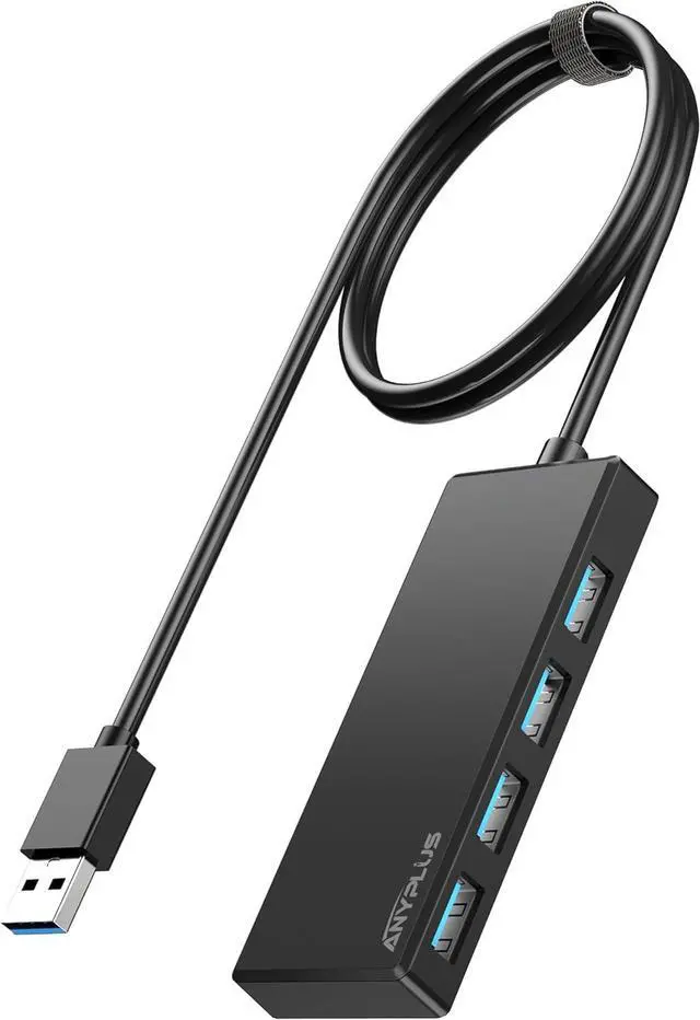 Main image of USB Hub, Multiport USB Splitter Adapter, 2 ft Long Cable USB 3.0 Hub, USB Extender for Laptop, PC, iMac, Surface Pro, MacBook, Mac Pro, Flash Drive, XPS, Mouse, HDD