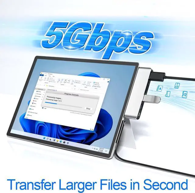 Alt view image 3 of 7 - Surface Pro 7 Docking Station, Microsoft Surface Pro 7 USB Hub with 4K HDMI+ USB C Audio & Data Transfer+ 2 USB 3.0 Ports+ TF/SD Card Slot, Surface Accessories Adapter for Surface Pro 7